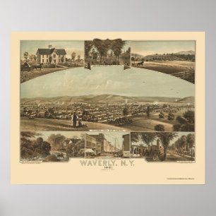 Póster Mapa panorámico de NY - 1881