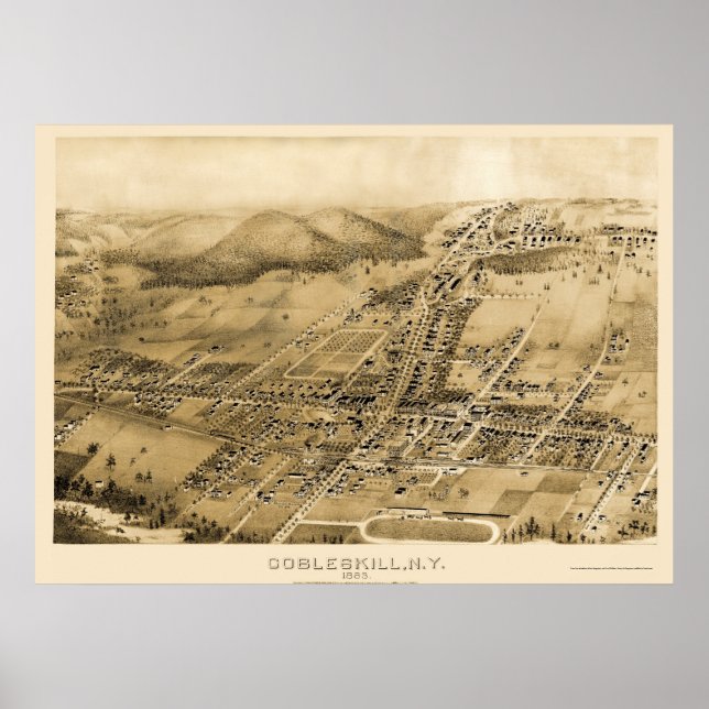 Póster Mapa Panorámico de NY - 1883 (Frente)