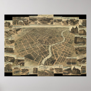 Póster Mapa panorámico de ojos de pájaro de Ontario, Chat