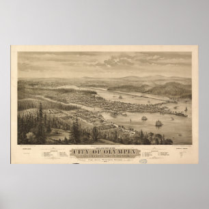 Póster Mapa Panorámico de Olimpiada de 1879, WA Birds Eye