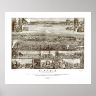 Póster Mapa panorámico de Olympia, WA - 1903