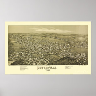 Póster Mapa panorámico de Pottsville, PA - 1889