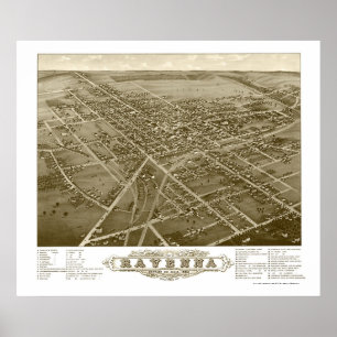 Póster Mapa panorámico de Ravena, OH - 1882