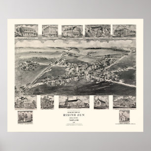 Póster Mapa panorámico de Rising Sun, MD - 1907