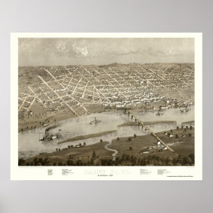 Póster Mapa Panorámico de Saint Paul MN - 1867