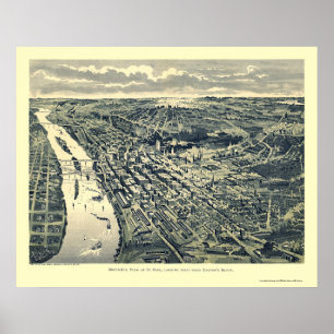 Póster Mapa Panorámico de Saint Paul MN - 1893