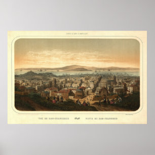 Póster Mapa Panorámico de San Francisco Birdseye 1846