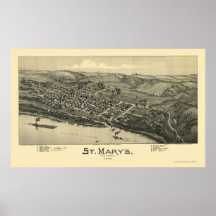 Póster Mapa panorámico de Santa María, WV - 1895