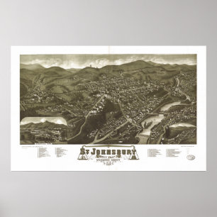Póster Mapa Panorámico de St Johnsbury Vermont 1884