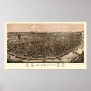 Póster Mapa Panorámico de St. Louis, MO - 1896