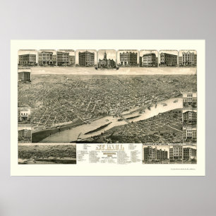 Póster Mapa Panorámico de St. Paul, MN - 1883