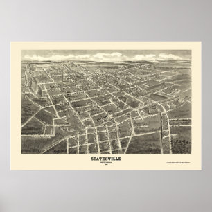 Póster Mapa panorámico de Statesville, NC - 1907