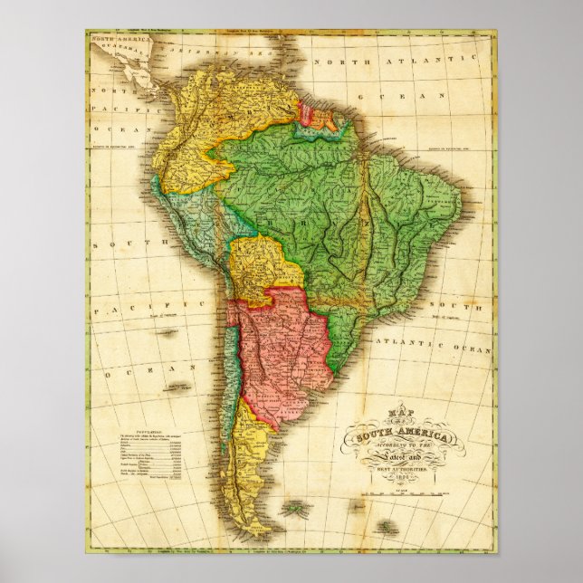 Póster Mapa Panorámico de Sudamérica 2 (Frente)