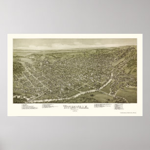 Póster Mapa panorámico de Titusville, PA - 1895