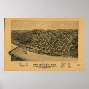 Póster Mapa panorámico de Van Buren Arkansas 1888