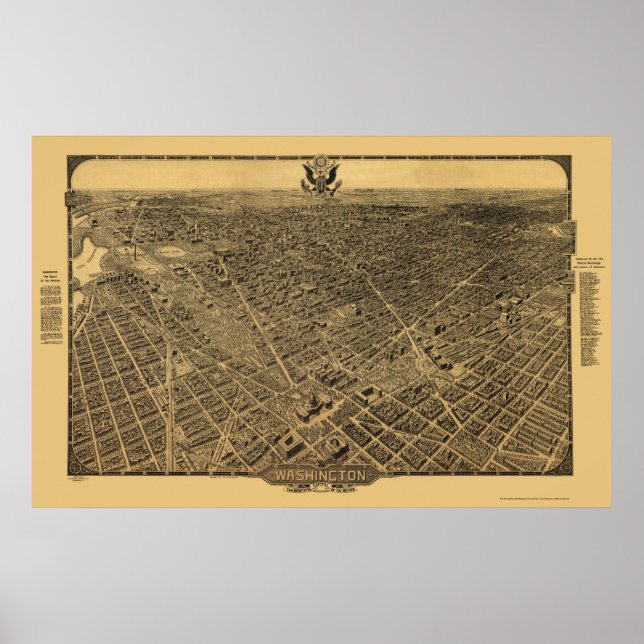 Póster Mapa Panorámico de Washington, DC - 1922 (Frente)