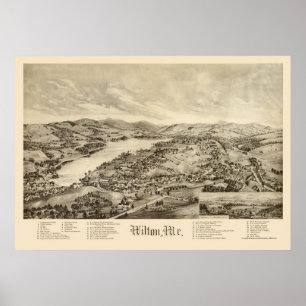 Póster Mapa panorámico de Wilton, ME - 1895