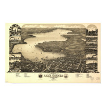 Mapa Panorámico del Lago Lemán WI 1882
