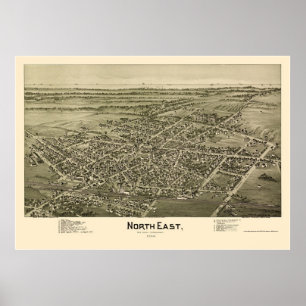 Póster Mapa Panorámico del Noreste, PA - 1896