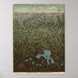 Póster Mapa Panorámico del Parque Nacional Yellowstone 18