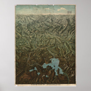 Póster Mapa Panorámico del Parque Nacional Yellowstone 18
