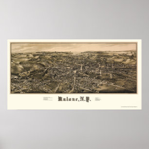 Póster Mapa panorámico masculino de Nueva York - 1886