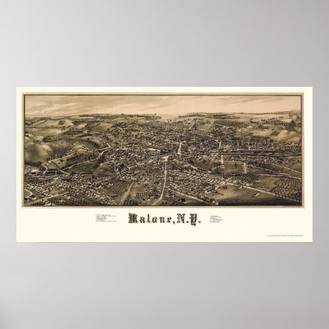 Póster Mapa panorámico masculino de Nueva York - 1886 (Frente)