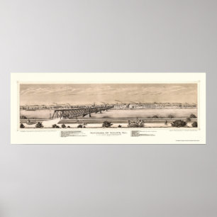 Póster Mapa Panorámico Moline, IL - 1873