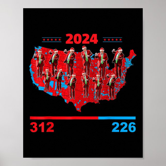 Póster Mapa Patriótico Rojo Y Azul Diversión Del Mapa Ele (Frente)