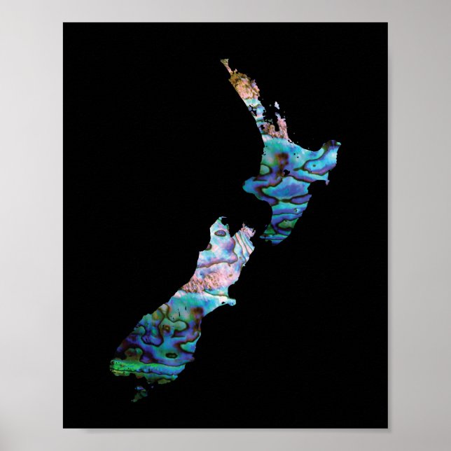 PÓSTER MAPA PAUA DE NUEVA ZELANDIA (Frente)