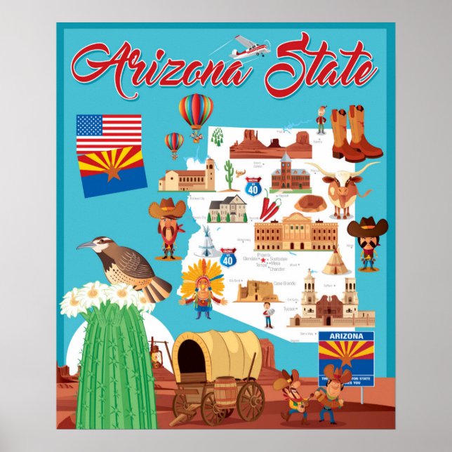 Póster Mapa personalizado de Arizona (Frente)