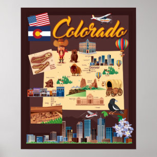 Póster Mapa personalizado de Colorado