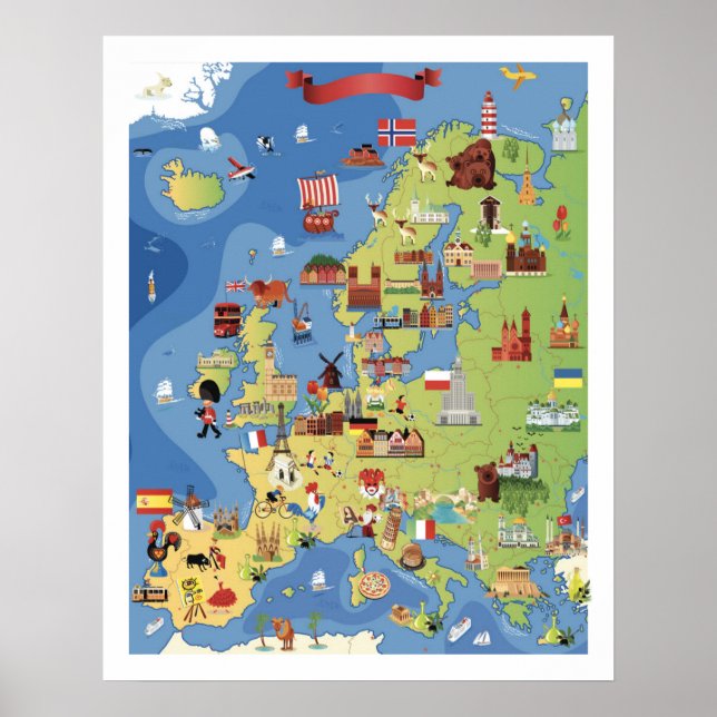 Póster Mapa personalizado de Europa (Frente)