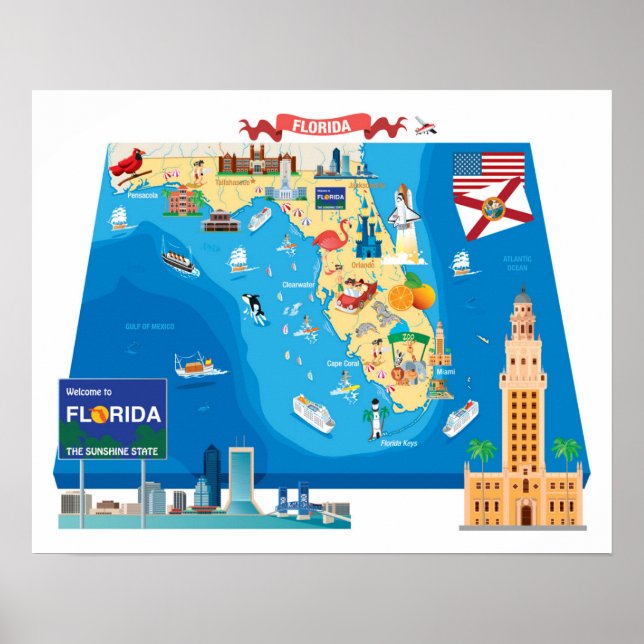 Póster Mapa personalizado de Florida (Frente)
