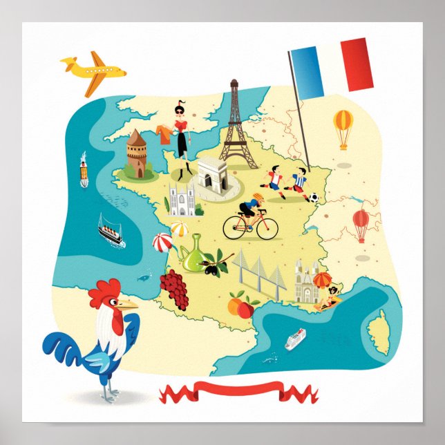 Póster Mapa personalizado de Francia (Frente)