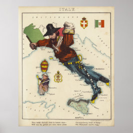 Póster Mapa personalizado de Italia (1868)