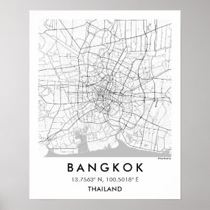 Póster Mapa personalizado de la ciudad de Bangkok Tailand