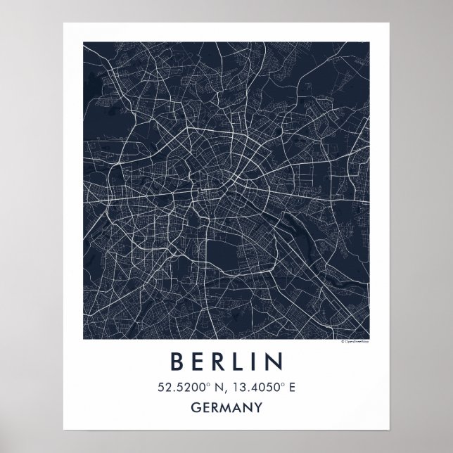 Póster Mapa personalizado de la ciudad de Berlín Alemania (Frente)