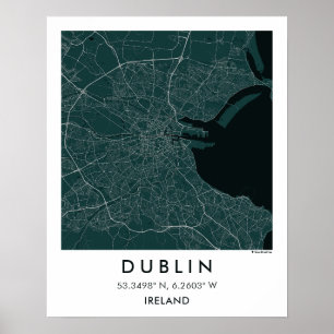 Póster Mapa personalizado de la ciudad de Dublín Irlanda
