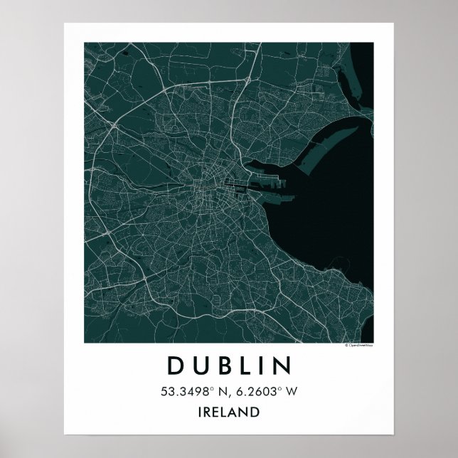 Póster Mapa personalizado de la ciudad de Dublín Irlanda  (Frente)