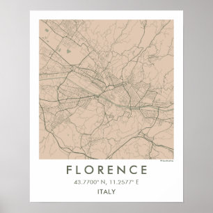 Póster Mapa personalizado de la ciudad de Florencia Itali