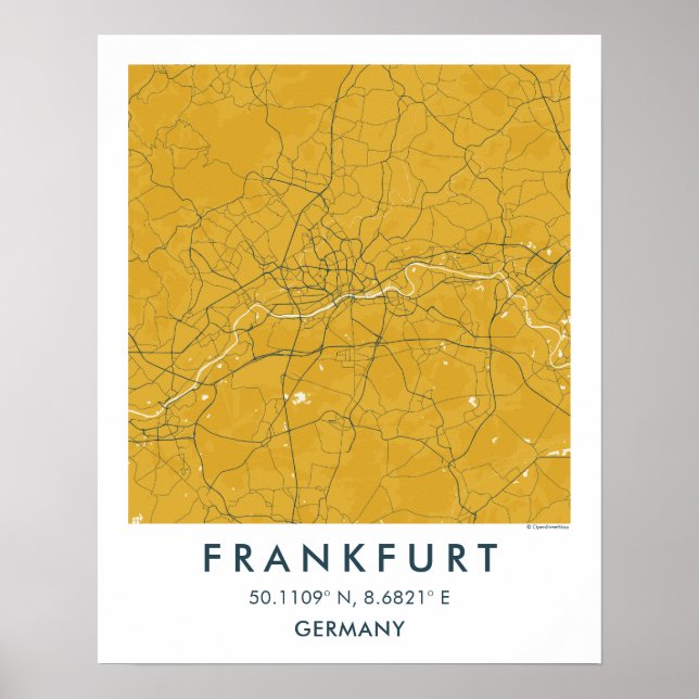 Póster Mapa personalizado de la ciudad de Frankfurt, Alem (Frente)