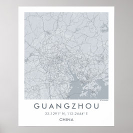 Póster Mapa personalizado de la ciudad de Guangzhou China
