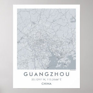 Póster Mapa personalizado de la ciudad de Guangzhou China