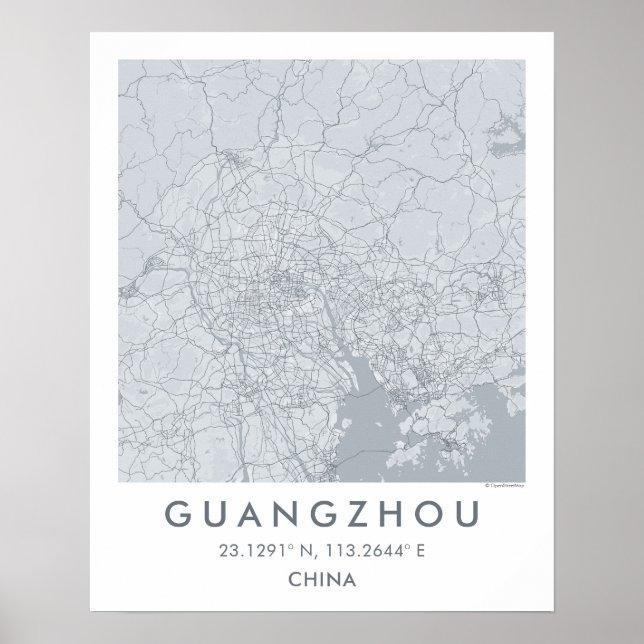 Póster Mapa personalizado de la ciudad de Guangzhou China (Frente)