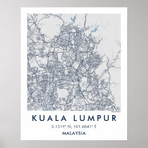 Póster Mapa personalizado de la ciudad de Kuala Lumpur Ar