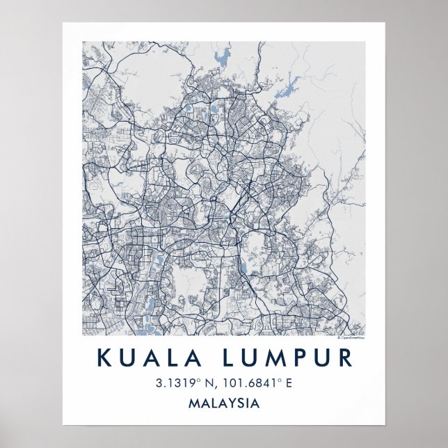 Póster Mapa personalizado de la ciudad de Kuala Lumpur Ar (Frente)