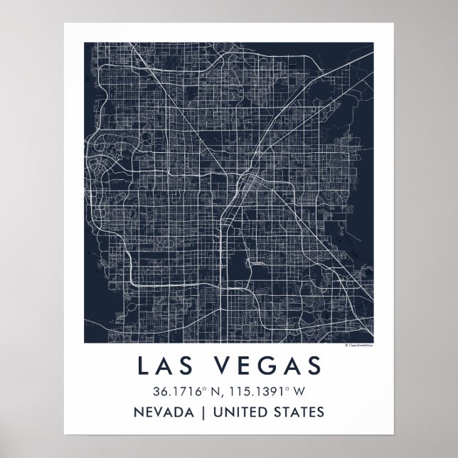 Póster Mapa personalizado de la ciudad de Las Vegas Nevad (Frente)