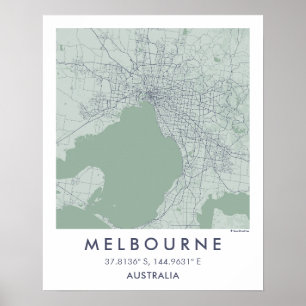 Póster Mapa personalizado de la ciudad de Melbourne, Aust