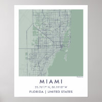 Mapa personalizado de la ciudad de Miami Florida A